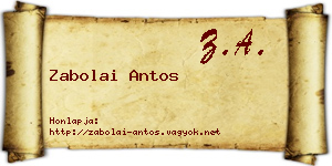 Zabolai Antos névjegykártya